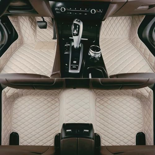 Custom Car Floor Mats Suitable for Cars, SUVs, Sports Cars, Trucks, car mats All-Weather Personalized, Fully Cover Luxury car Foot mats, Non-Slip Floor mats. (Beige) - color: Beige