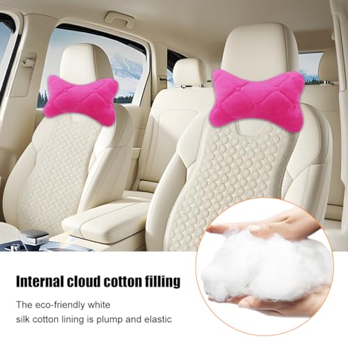 2PCS Car Headrest Pillow, Comfortable Ergonomic Design Vehicle Seat Neck Pillow for Driving Fatigue Relief, Soft Breathable Automotive Interior Head Rest Cushion Pad, Universal Fit (Pink) - color: Pink