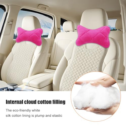 2PCS Car Headrest Pillow, Comfortable Ergonomic Design Vehicle Seat Neck Pillow for Driving Fatigue Relief, Soft Breathable Automotive Interior Head Rest Cushion Pad, Universal Fit (Pink) - color: Pink