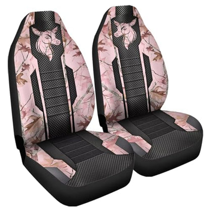 Pink Caomflage Doe Car Seat Covers Front Only, Vehicle Bucket Seat Protetors Universal Fit Most Vehicle, Sedan, Truck, Van and SUV - color: Pink Caomflage Doe