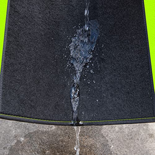 CAR PASS Fluorescent Leather & Waterproof Car Carpet Floor Mats, Universal Car Mats Fit for SUV,Vans,sedans, Trucks,Set of 4pcs Car Carpet with Anti-Slip nibbs Driver Heel Pad (Black Green Lime) - color: Black and Green