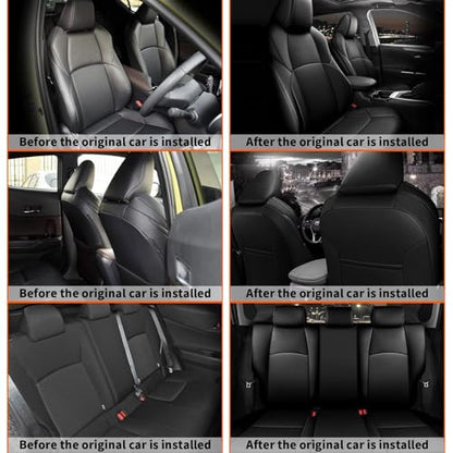 Custom Fit for Toyota CHR 2018 2019 2020 2021 2022 Full Set Faux Leather C-HR Seat Covers Compatible Airbag Black