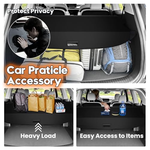 Powerty Retractable Cargo Cover for 2020-2025 Kia Telluride - Canvas Texture Trunk Cover Privacy Screen Rear Security Shade for Telluride Accessories - size: 2020-2025 | Kia Telluride