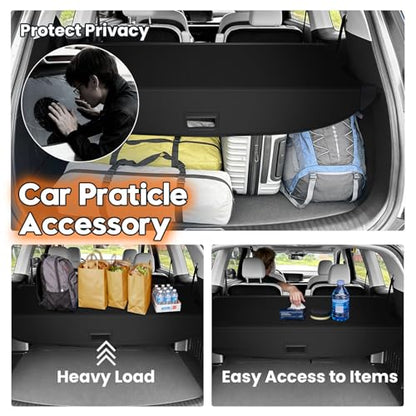 Powerty Retractable Cargo Cover for 2020-2025 Kia Telluride - Canvas Texture Trunk Cover Privacy Screen Rear Security Shade for Telluride Accessories - size: 2020-2025 | Kia Telluride