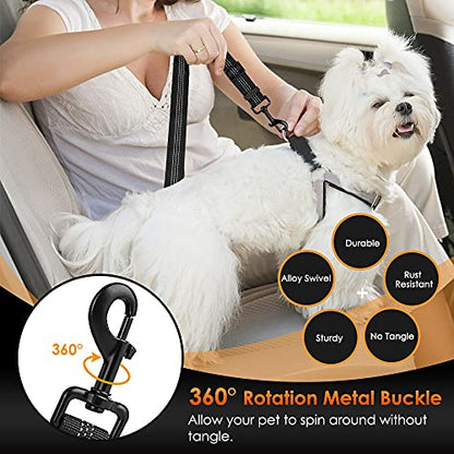 SlowTon Dog Seat Belt for Car, Adjustable 3 in 1 Dog Seatbelt with Elastic Bungee Buffer, Nylon Heavy Duty Dog Car Harness Reflective Safety Tether Leash with Latch Hook Clip Black - color: Black