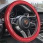 HAOKAY Top Grade Red Genuine Leather Steering Wheel Cover Women, Luxury Steering Wheel Cover for Cars, SUVS and Trucks，Universal 14.5-15 inch - color: RED