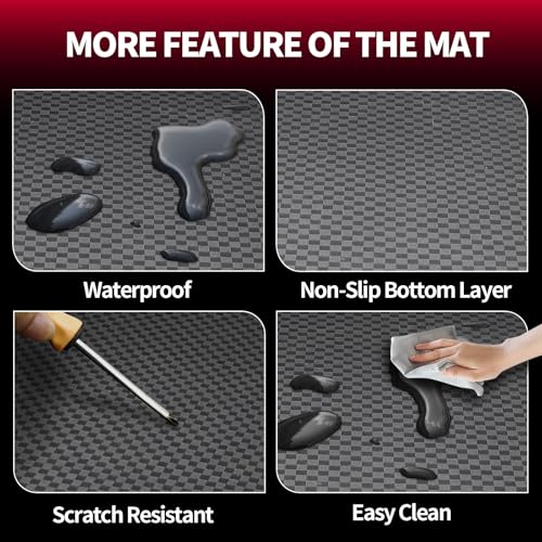 Trunk Liner & Backrest Mat Compatible with 2019-2024 2025 Cadillac XT4- Custom Fit PU Leather Cargo Liner and Backrest Protector- All Weather Waterproof Anti-Slip Easy to Clean Cargo Mats - color: BLACK-SMALL