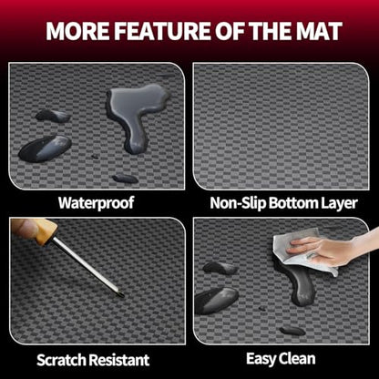 Trunk Liner & Backrest Mat Compatible with 2019-2024 2025 Cadillac XT4- Custom Fit PU Leather Cargo Liner and Backrest Protector- All Weather Waterproof Anti-Slip Easy to Clean Cargo Mats - color: BLACK-SMALL