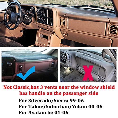 Dash Cover Custom Fit for 1999-2006 GMC Sierra/Chevy Chevrolet Silverado,2000-2006 GMC Yukon XL/Chevy Suburban Tahoe Avalanche,Dashboard Mat Pad (Gray) - color: Gray