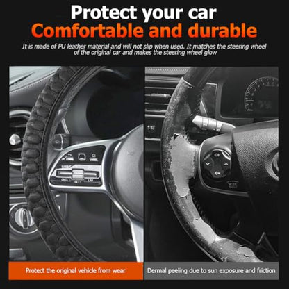 Car Elastic Stretch Steering Wheel Cover, 14.5-15" Breathable Ice Silk Anti-Slip Vehicle Steering Wheel Protector, Soft Auto Interior Decoration Accessories, Universal for Vehicles (Black)