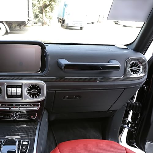 Real Carbon Fiber Interior Center Console Side Outlet Trend Decorative Strip for Mercedes-Benz G-Class W464 2019 to 2025 G350 G400 G500 (Black)
