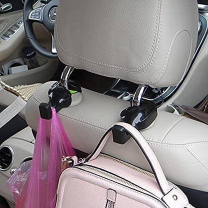 IPELY Universal Car Vehicle Back Seat Headrest Hanger Holder Hook for Bag Purse Cloth Grocery (Black -Set of 2)