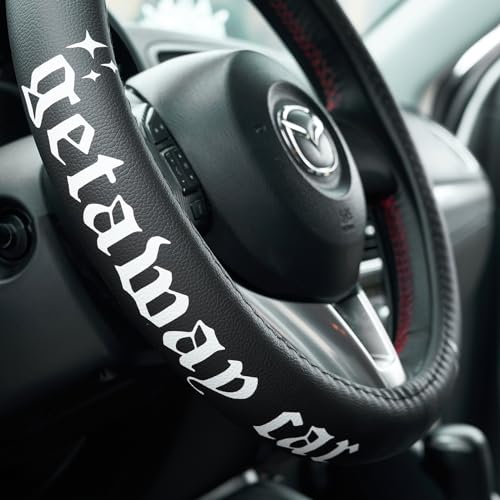 Getaway Car Leather Steering Wheel Cover - 15-inch Universal Microfiber- Soft & Breathable & Silicone Anti Slip Auto Steering Wheel Wrap for Women - color: getaway car