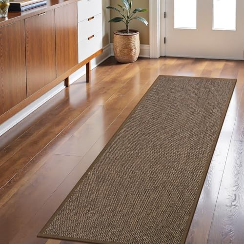 LEKEEPGO Long Door Mat 24"x59", Non Slip Door Mat Indoor Entrance, Rubber Backing Front Indoor Doormat Washable Absorbent Low-Profile Entryway Entry Resist Dirt Inside Hallway Door Mats, Brown - color: Coffee, size: 2' x 4'11" (Rectangular)