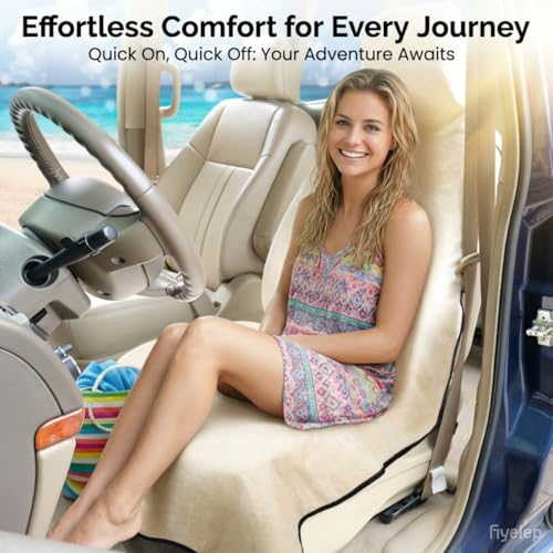 Car Seat Covers, 2PCS Premium Auto Seat Towel Fit Cars SUV Trucks, Ideal Gift for Active People Who Work Sweat Swim Run Beach, Tan - color: Tan, size: 2packs