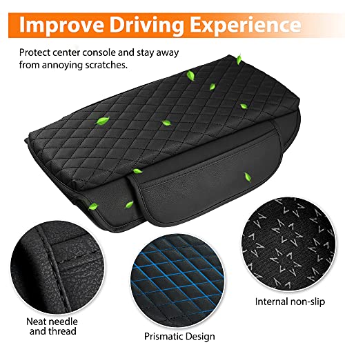 Autorder Center Console Cover for Toyota Venza 2021 2022 2023 2024 Accessories Armrest Cover Anti-Scratch Middle Console Pad Leather Armrest Protector with Pockets
