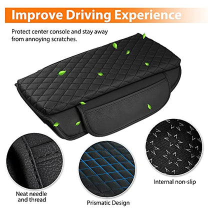 Autorder Center Console Cover for Toyota Venza 2021 2022 2023 2024 Accessories Armrest Cover Anti-Scratch Middle Console Pad Leather Armrest Protector with Pockets