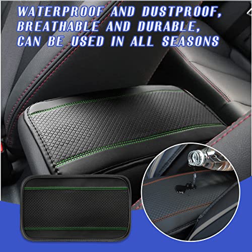 Ziciner Car Center Console Armrest Pad, 12.6X 7.2 Inch PU Leather Waterproof Auto Armrest Seat Box Cover Protector, Universal Car Interior Accessories (Black & Green) - color: Black & Green