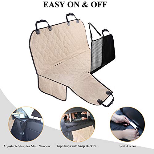 VIVAGLORY Dog Seat Cover Easyhammock Dog Hammock, Seat Cover for Car SUV & Truck, Back Backseat Split Hair Resistant Protector for Pet, Large, Heather Khaki - color: Heather Khaki, size: Large (width 56")
