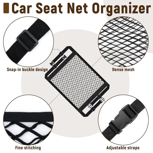 Front Seat Organizer, Car Seat Organizer, Double Layer Front Seats Versatile Elastic Organizers Net, Storage Mesh Nets for Seats, Universal Car Accessories for Most Vehicles