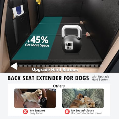 Btefd Back Seat Extender for Dogs Upgraded Anti-Scratch PU Leather, Hard Bottom Dog Car Seat Cover for Back Seat, Backseat Extender for Dogs, Waterproof Dog Hammock for Car, SUV, Small Truck, Black - size: For Cars / Mid-Size SUV / Small Truck