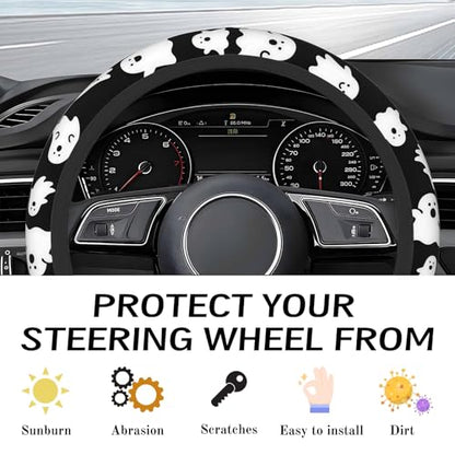 Steering Wheel Cover Accessories Neoprene Cover, Breathable Non-Slip Easy to Install Suitable for Women Men, 14.5-15.5 Inch for Car SUV Van Truck Universal - Ghost - color: Ghost