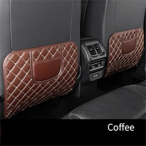 2pcs Car Seat Back Anti Kick Mat Half-Size Pad Leather Cover Seat Protector Auto Accessories (Coffee) - color: Coffee