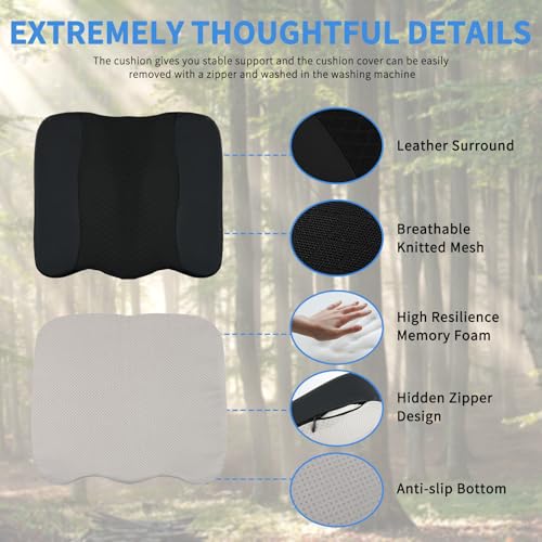 Nilight Car Seat Cushion Black Leather Breathable Mesh Splicing Cushion Memory Foam Suitable for Daily Life Driving Relieves Sciatica and Tialbone Pain Improves Drive Visibility - color: Black Leather