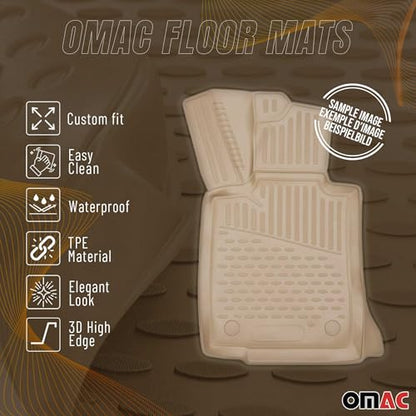 OMAC Floor Mats for Toyota Highlander 2001-2007 Car Mats All Weather 3D Custom Fit Rubber Mat Waterproof Odorless TPE Floor Liners Laser Measured Non-Slip (Beige)