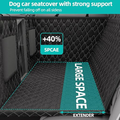 Petiza Back Seat Extender for Dogs Hard Bottom Dog Car Seat Cover for Back Seat Heavy Duty Scratch Proof Nonslip Durable Soft 100% Waterproof Dog Hammock for Car Truck SUV - size: Hard Bottom Extra Large-black