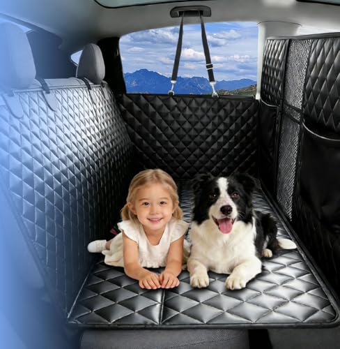 High Barrier Dog Car Seat Cover with Hard Bottom,Mesh Window,Waterproof,Anti Scratch,Safe,Easy to Use and Clean,Holds 330lbs,Foldable Car Seat Protector for Cars,SUVs,Small Pickup Trucks
