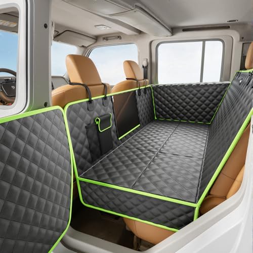 Pecute Back Seat Extender for Dogs 56.29 * 28.74 in, Car Window Fixing for Maximum Car Protection, Leather Fabric Dog Car Seat Cover for Back Seat, Waterproof, Scratch-Resistant, Support to 330 lbs - color: full surrounded style, size: For Full Size Truck