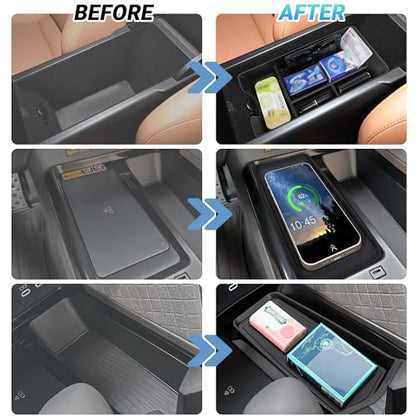 Center Console Organizer 3PC Compatible with 2025-2026 Toyota Camry Accessories, Armrest Storage Box, Charging Zone Anti-Slip Mat and Gear Shifter Right Side Console Organizer Tray - size: Center Console Organizer 3PC