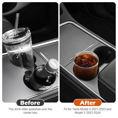 frani Center Console Cup Holder Designed for Tesla Model 3 2021-2023 Model Y 2021-2025,Tesla Interior Center Console Accessories Black - color: Black, style: M3 2021-2023/MY 2021-2025