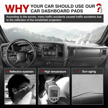 Autorder Beige Dashboard Cover Mat for Chevy Chevrolet Silverado/GMC Sierra 1999-2006, GMC Yukon XL/Suburban Tahoe Avalanche 2000-2006 Accessories Upgrade Polyester Dash Mat Sunshade Glare Protector - size: Beige 1999-2006 Chevy Silverado