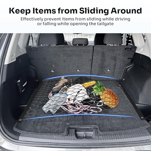 Canvcle Trunk Cargo Net for 2021-2025 2026 Nissan Rogue Accessories Envelope Style Mesh Trunk Net Organizer and Storage Stretchable Adjustable Elastic Nylon Rear Cargo Netting with Hooks - style: for Nissan Rogue