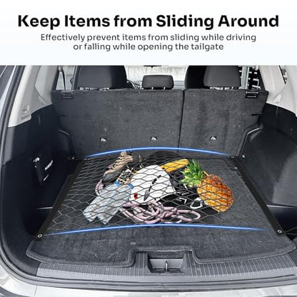 Canvcle Trunk Cargo Net for 2021-2025 2026 Nissan Rogue Accessories Envelope Style Mesh Trunk Net Organizer and Storage Stretchable Adjustable Elastic Nylon Rear Cargo Netting with Hooks - style: for Nissan Rogue
