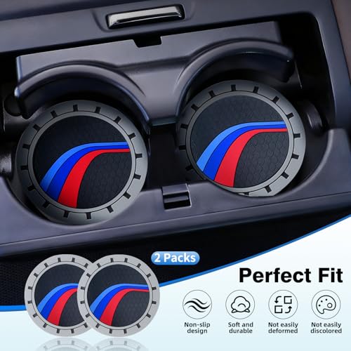2PCS Car Cup Holder Coasters for BMW X3 X5 X1 X7 X6 X4 X2 Z4 XM iX 328i Interior Decoration Accessories, Non-Slip Silicone Car Cup Holder Insert Coasters, 2.75in