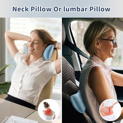 Pro Goleem Small Pillow 11"x7"x2.5" for Kids and Baby Sleeping with Name Tag Mini Tiny Pillow for Camping and Chair Car Air Nap Neck Lumbar Knee Rest Pillows, Blue - color: Blue