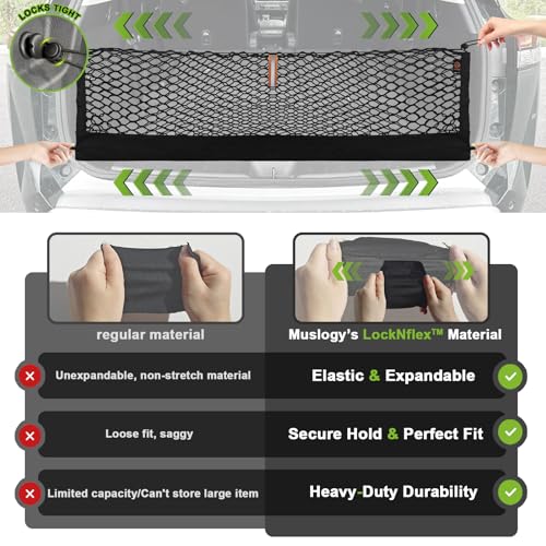 Truck Bed Cargo Net Trunk Netting Compatible with 2021-2025 2026 Jeep Grand Cherokee L (3-Row GCL) Accessories, Pickup Cargo Organizer SUV Sedan Storage Net w/Heavy Duty Carabiners - style: 2021+ Grand Cherokee L (3-Row)