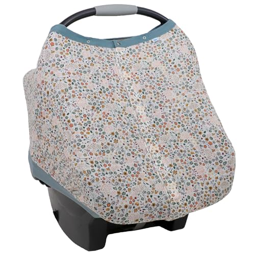 Little Unicorn Baby Car Seat Canopy | Soft & Breathable Muslin Fabric | Magnetic Closure Cover & Universal Fit | for Protection & Privacy | Nursing Cover (Pressed Petals) - color: Pressed Petals
