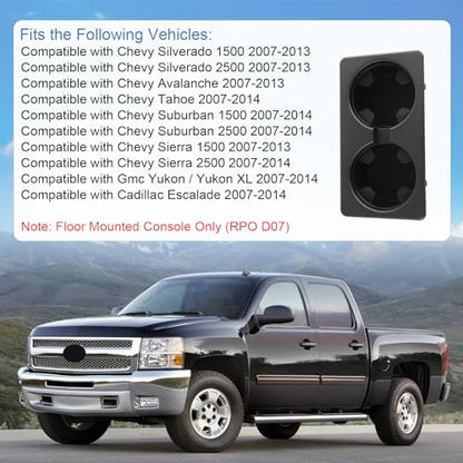 Cup Holder Compatible with Chevy Silverado Avalanche Sierra 2007-2013, Tahoe Suburban Yukon 2007-2014, Front Center Console Beverage Drink Insert Replace 19154712