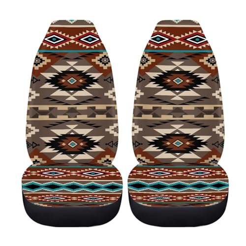 Dreaweet Geometric Aztec Car Seat Covers Front Seats Native American Tribal Car Accessories 2 Piece Washable & Universal Seat Covers for Cars SUV Sedan Trucks - color: Geometric Aztec