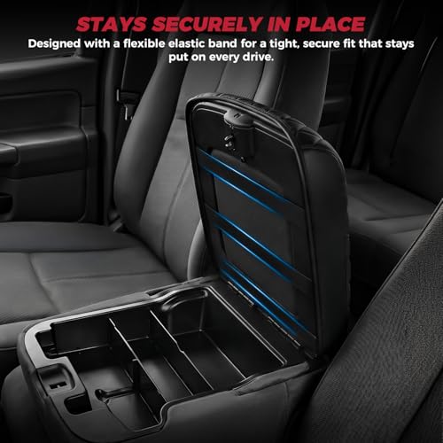 FREESOO Center Console Cover for 2002-2012 Dodge Ram 1500 2500 3500, Armrest Cushion Pad, Waterproof Faux Leather, Easy to Clean, Non-Slip & Anti-Scratch, Jump Seat Only - size: 2002-2012 Jump seat covers