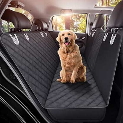 GXT Dog Back Seat Cover Protector for Cars SUV and Trucks with Mesh Window, Scratchproof Nonslip and Waterproof Material(Black) - color: black, style: Seat Cover Only