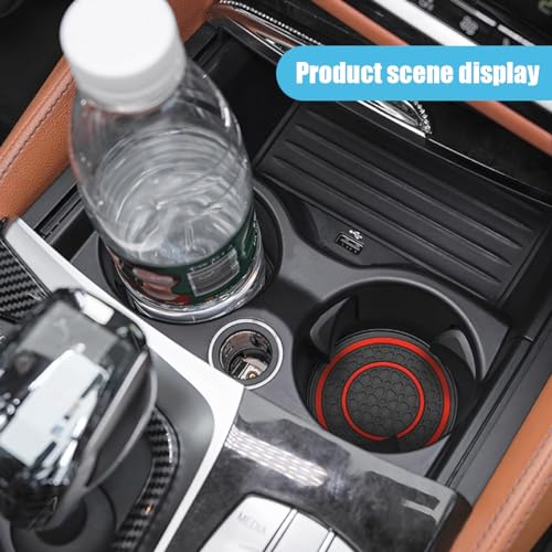 2PCS Car Cup Holder Coasters, 2.75 Inch Auto Non-Slip Anti Dust Cup Mats, Console Cup Holder Insert Coaster Auto Insulated Mats, Universal Interior Accessories for Most Cars (Red) - color: Red