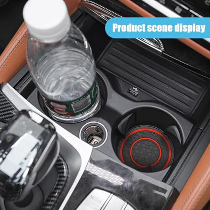 2PCS Car Cup Holder Coasters, 2.75 Inch Auto Non-Slip Anti Dust Cup Mats, Console Cup Holder Insert Coaster Auto Insulated Mats, Universal Interior Accessories for Most Cars (Red) - color: Red