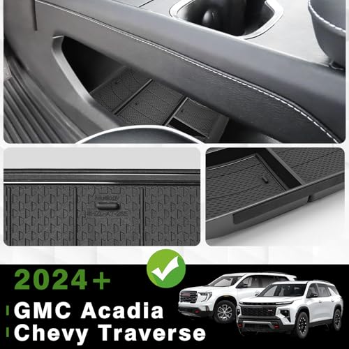 Center Console Organizers Compatible with 2024 2025 2026 GMC Acadia & Chevy Traverse Accessories Interior Storage Insert Tray Secret Compartment(Lower Center Console Organizer+Hidden Box)
