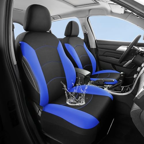 HChengkikz Car Seat Covers Full Set, Waterproof Neoprene Car Seat Covers, Airbag Compatible, All Season Protection Universal Fit Most Cars, Trucks, SUVs (Black + Blue) - color: Black Blue, size: Full Set