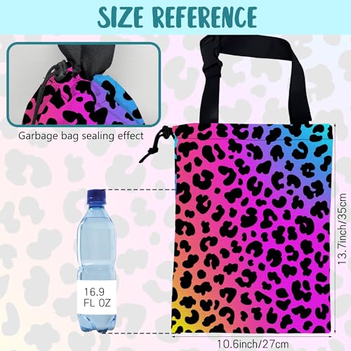 Car Garbage Bag Rainbow Cheetah Leopard Print Drawstring Car Trash Bag Hanging for Back Seat with Adjustable Buckle Canvas Vehicle Trash Can Easy-to-Install - color: Rainbow Cheetah Leopard Print
